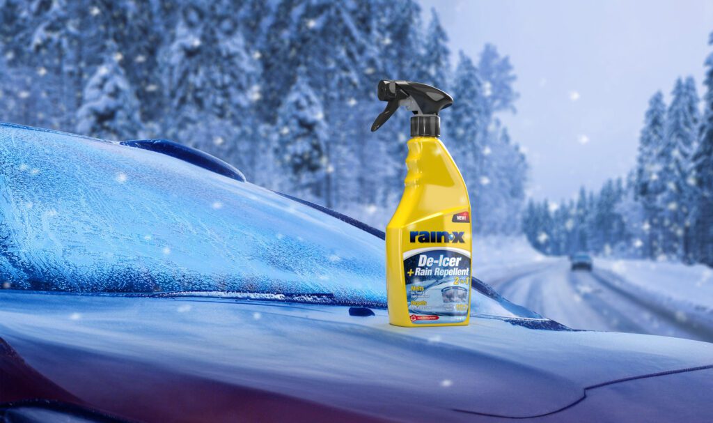 Winter Car Essentials. De-icer, windscreen clearing, engine care